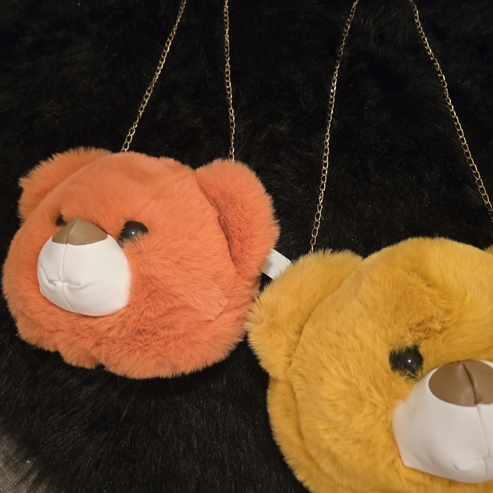 Orange and Yellow Teddy Bear Shoulder Bags